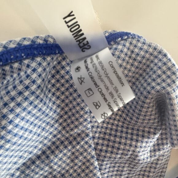 Seamolly Blue White Gingham Check Seashell Tie Sides Bikini Swimsuit XS NWT - Picture 4 of 12